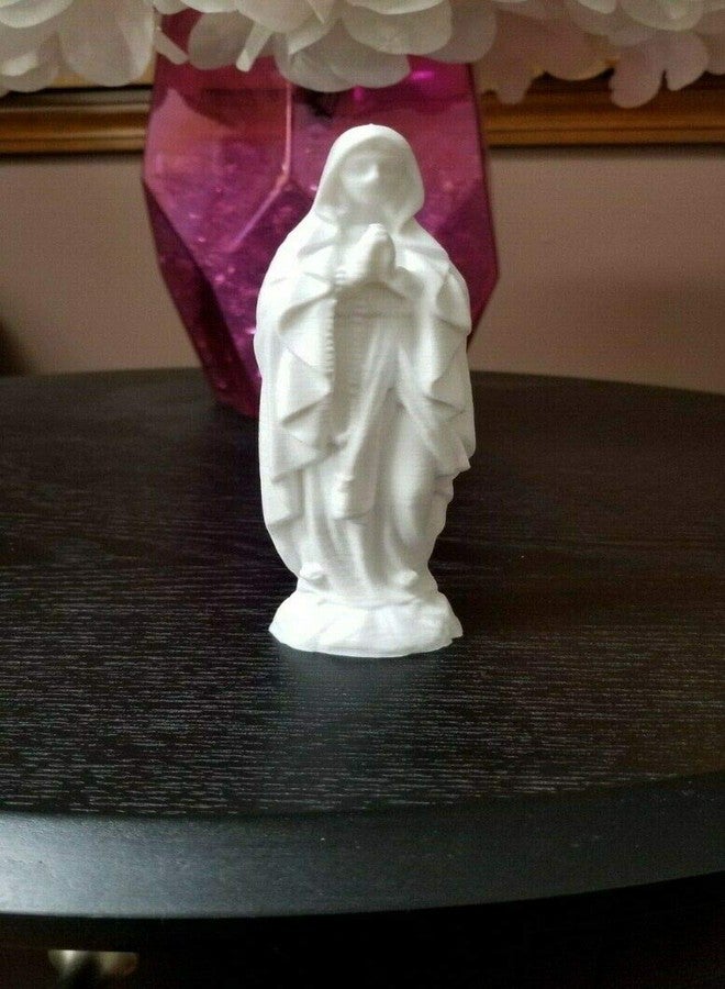 Znet3D Our Lady of Lourdes Blessed Virgin Mary Statue Sculpture Figure - Made in USA - Blessed Virgin Mother Mary Décor Figurine - 5 1/2 inch Tall (White) - Image 2